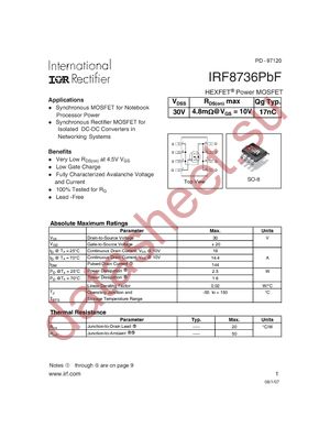 IRF8736PBF datasheet  